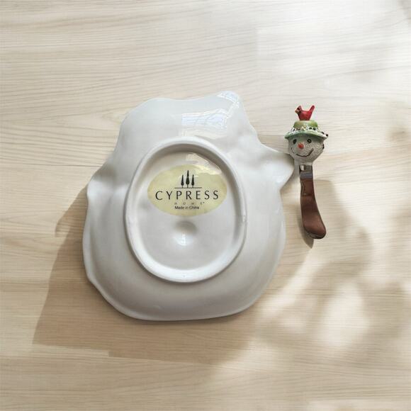 Cypress Home Snowman Hand-Glazed Ceramic Plate & Coordinating Spreader Gift Set - Picture 3 of 3
